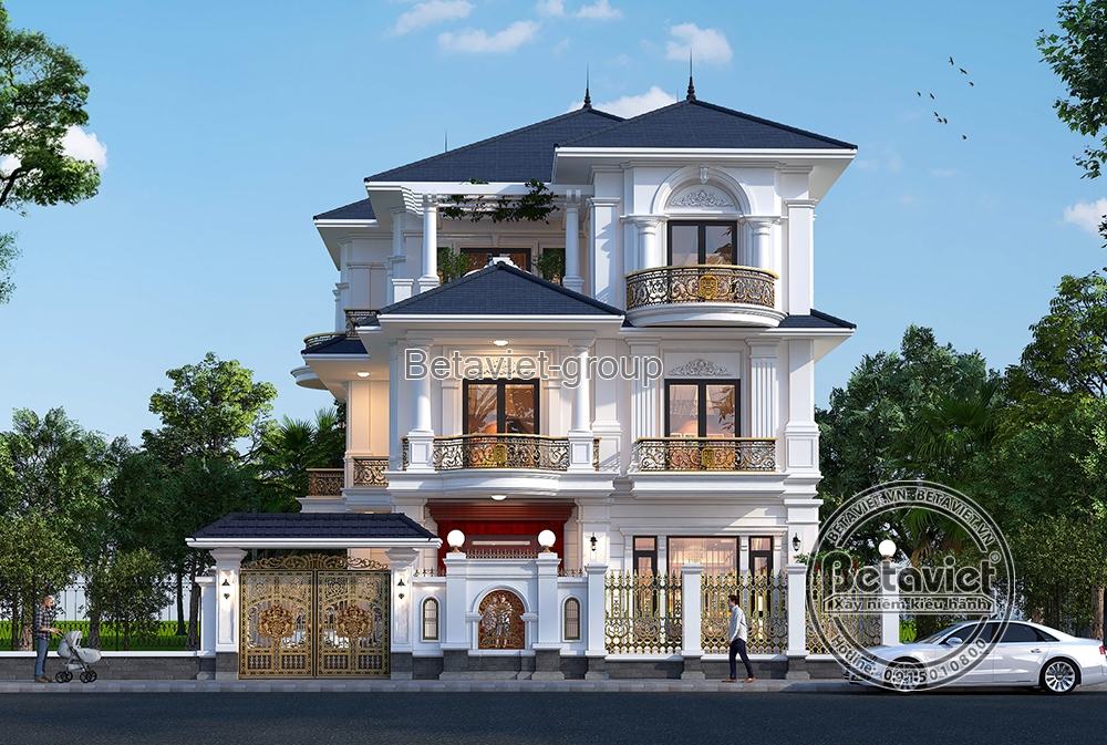 Mẫu biệt thự tân cổ điển 3 tầng mái Thái/Kientruccb.vn