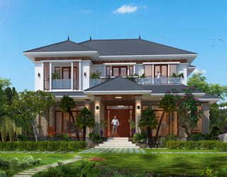 Mẫu biệt thự sân vườn 2 tầng hiện đại tại Hà Nội KT18019