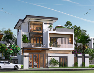 Thiết kế biệt thự hiện đại 3 tầng 4 phòng ngủ KT24034