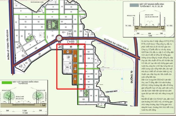 mặt cắt khu đô thị vân canh hoài đức