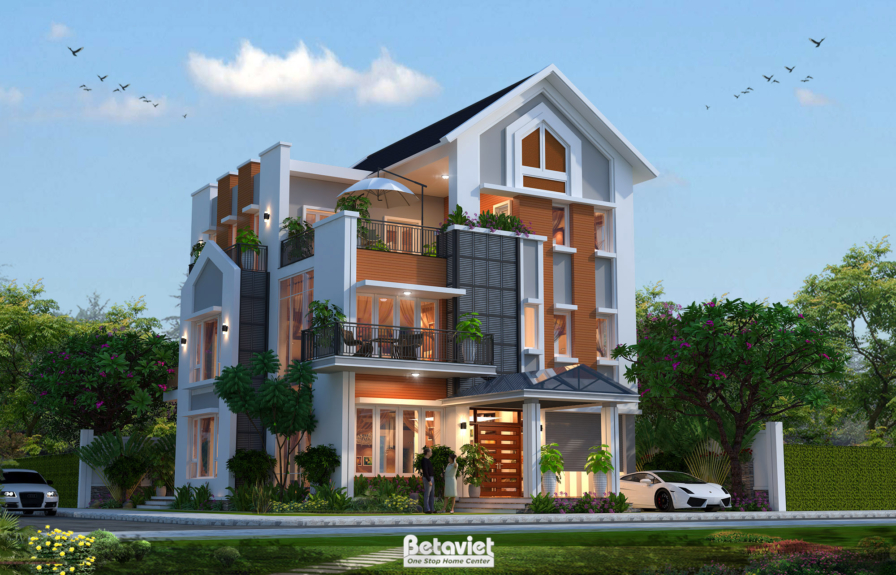 Biệt thự hiện đại 3 tầng 5 phòng ngủ tham khảo cho lô biệt thự 6B Intresco