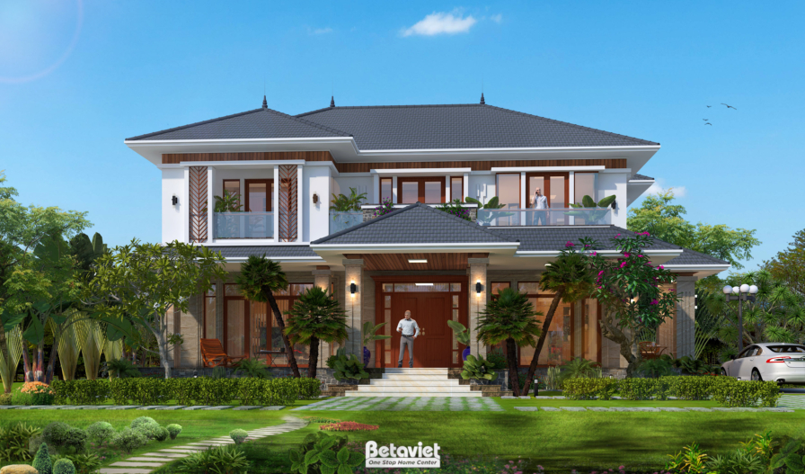 Biệt thự sân vườn 2 tầng hiện đại phù hợp lô đất rộng khu dân cư 6B Intresco Bình Chánh