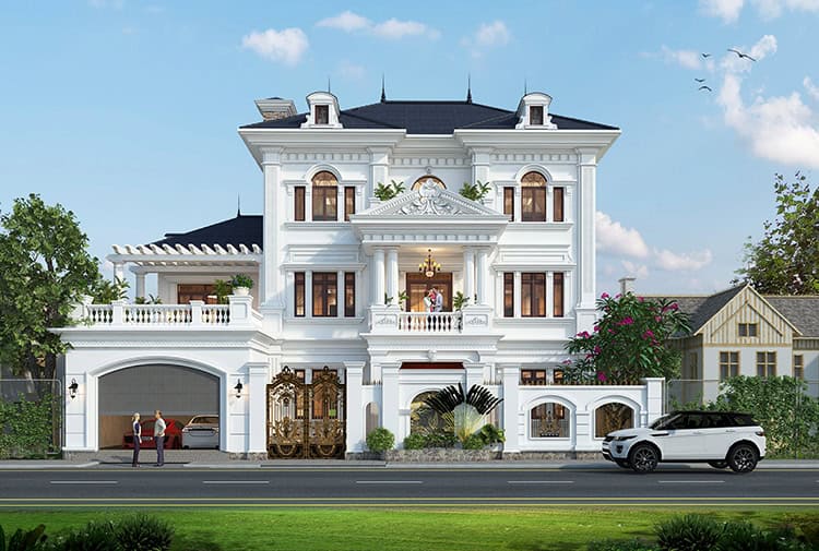 Mẫu biệt thự 3 tầng tân cổ điển châu Âu tại KĐT Hồ Xương Rồng KT18111