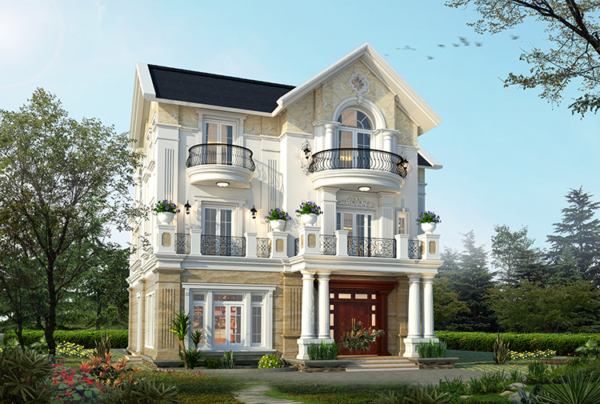 Mẫu biệt thự 4 tầng tân cổ điển 680m2 KĐT Vinhomes Riverside KT17044