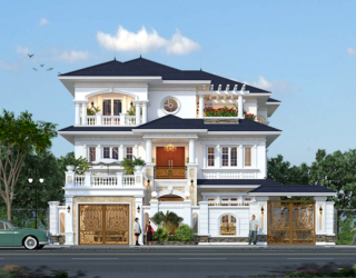 Mẫu biệt thự phố 3 tầng 500m2 kiến trúc châu Âu tại Hưng Yên KT17114