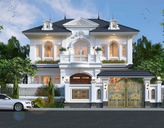 Mẫu thiết kế biệt thự tân cổ điển 2 tầng tại Hưng Yên KT22204
