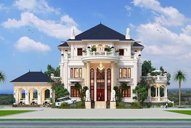 Mẫu thiết kế dinh thự 4 tầng tân cổ điển 1600m2 tại Thanh Hóa KT20071