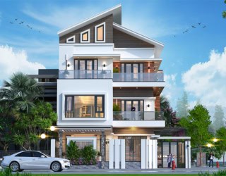 Thiết kế biệt thự lô góc 4 tầng 2 mặt tiền hiện đại tại Hà Nội KT22117