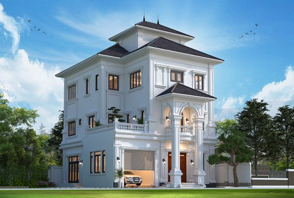 Thiết kế biệt thự phong cách tân cổ điển 3 tầng tại Phú Thọ KT23080