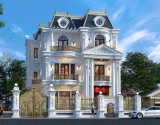 Thiết kế biệt thự tân cổ điển 3 tầng mái mansard tại Thanh Hóa KT21072