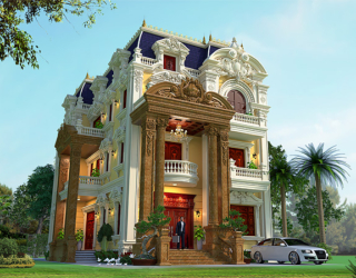 Thiết kế lâu đài kiểu Pháp 3 tầng cổ điển tại Thanh Hóa KT18126