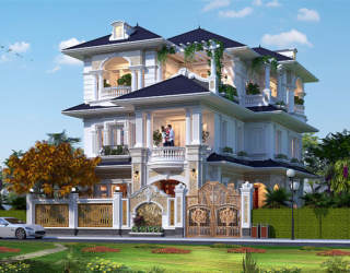 Thiết kế nhà biệt thự 3 tầng tân cổ điển tại KĐT Việt Mỹ KT19100