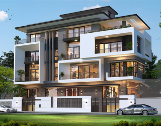 Thiết kế nhà biệt thự hiện đại 4 tầng 900m2 tại Hải Dương KT22063