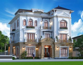 Thiết kế biệt thự tân cổ điển 600m2 KĐT Nam An Khánh KT21179