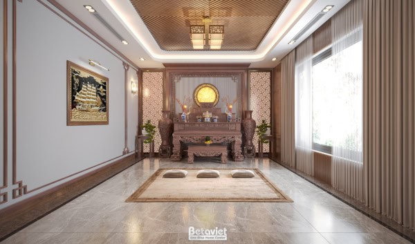 Mẫu thiết kế nội thất phòng thờ truyền thống NT22193