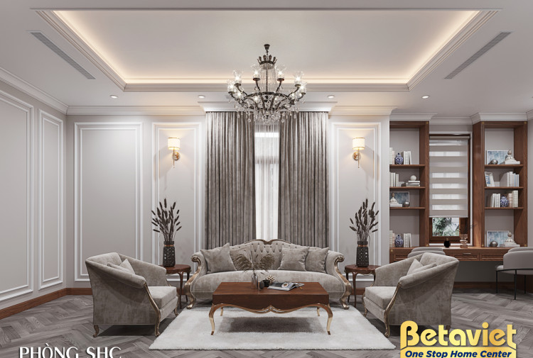 Nội thất phòng sinh hoạt chung biệt thự tân cổ điển NT23320