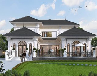 Thiết kế dinh thự kiểu Nhật 2 tầng tân cổ điển tại Tuyên Quang KT24020