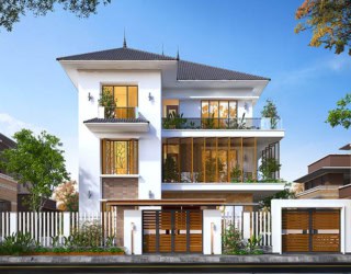 Thiết kế biệt thự phong cách hiện đại 3 tầng tại Nghệ An KT22223