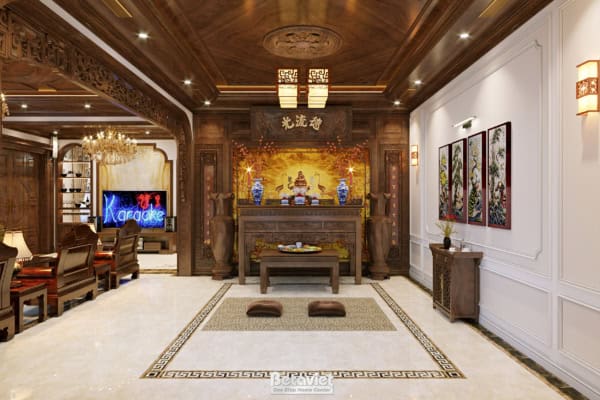 Thiết kế nội thất phòng thờ truyền thống NT23123