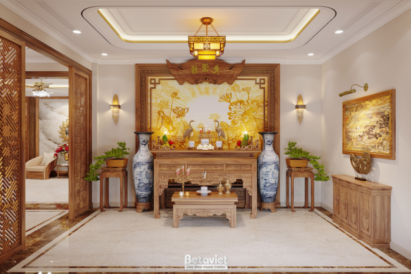 Thiết kế phòng thờ truyền thống hợp phong thủy NT23013