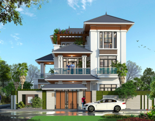 Thiết kế biệt thự hiện đại 3 tầng 5 phòng ngủ tại Nghệ An KT17108