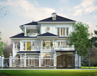 Thiết kế biệt thự mái Thái 3 tầng tân cổ điển tại Cần Thơ KT18105