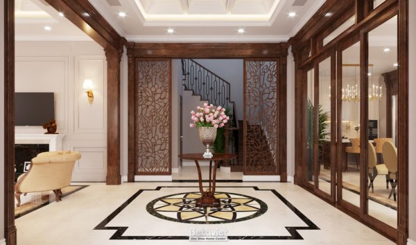 Thiết kế đại sảnh phong cách Art Deco biệt thự NT19029