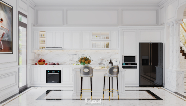 Mẫu nội thất phòng bếp tân cổ điển biệt thự NT21181