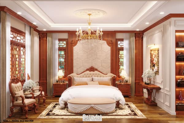Mẫu nội thất phòng ngủ biệt thự bán cổ điển NT22041