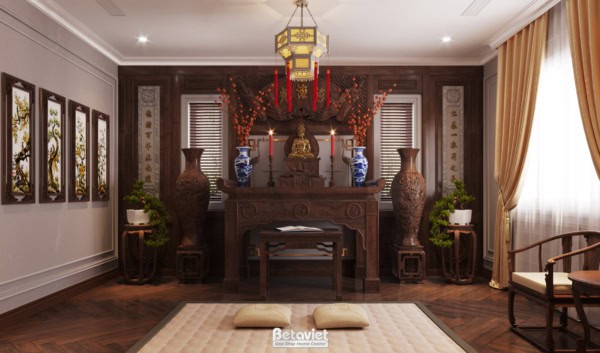 Thiết kế nội thất phòng thờ phong cách truyền thống NT19029