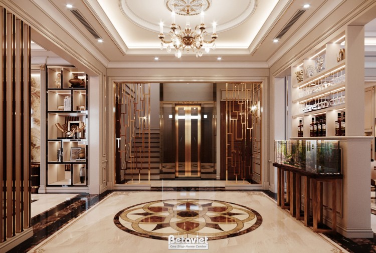 Thiết kế đại sảnh biệt thự tân cổ điển NT20001