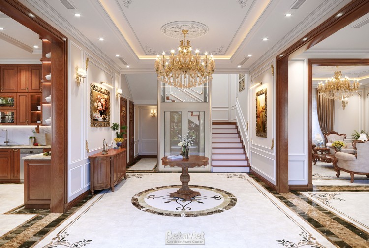 Mẫu thiết kế đại sảnh biệt thự tân cổ điển NT22007