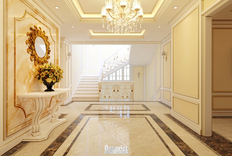Mẫu thiết kế hành lang tân cổ điển biệt thự NT17091