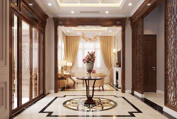 Mẫu nội thất biệt thự 3 phòng ngủ Art Deco tại Thái Bình Thiết kế nội thất phòng khách phong cách Art Deco NT19029 – Không gian sống đậm chất nghệ thuật