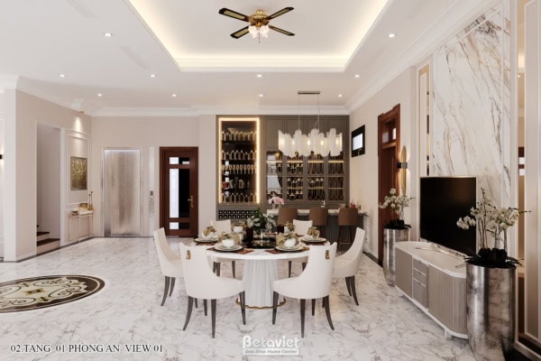 Thiết kế phòng ăn biệt thự Art Deco KĐT East Center NT21106