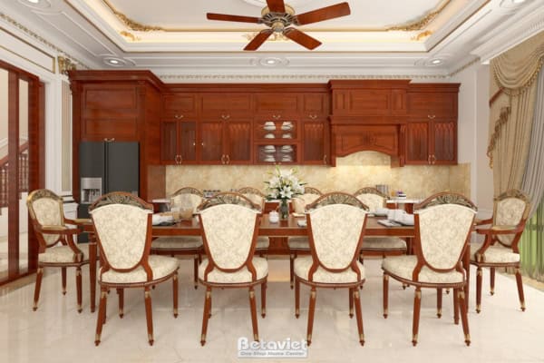 Mẫu thiết kế phòng ăn biệt thự tân cổ điển NT18133