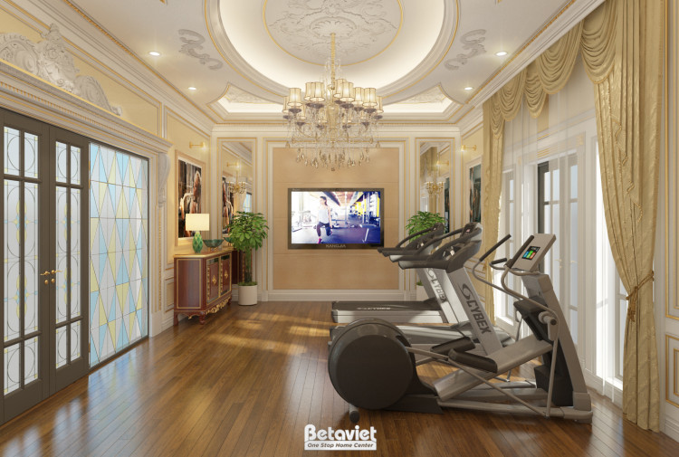 Thiết kế phòng gym dinh thự tân cổ điển NT18020