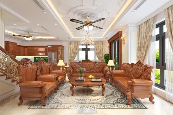 Mẫu thiết kế phòng khách tân cổ điển KĐT Vinhomes Star City NT19129