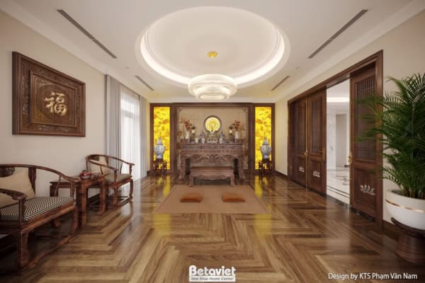 Mẫu thiết kế phòng thờ truyền thống KĐT Văn Phú NT24408