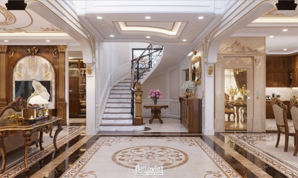 Thiết kế đại sảnh biệt thự phong cách tân cổ điển NT21084