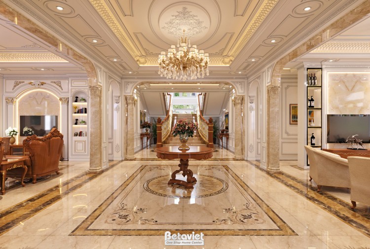 Thiết kế đại sảnh biệt thự cổ điển NT21025A