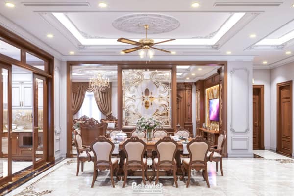 Mẫu thiết kế nội thất phòng ăn biệt thự tân cổ điển NT21046