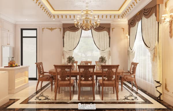 Thiết kế nội thất phòng ăn biệt thự tân cổ điển NT22070