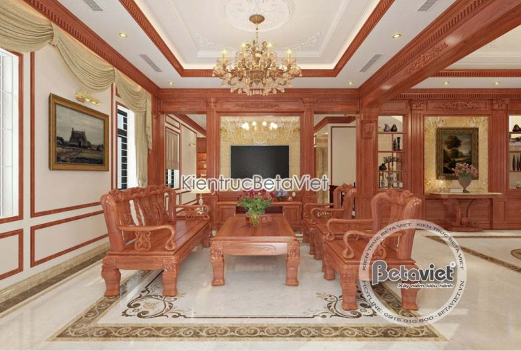 Thiết kế nội thất phòng khách tân cổ điển KĐT Đền Đô NT17103