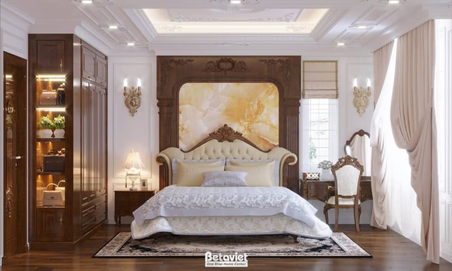 Thiết kế nội thất phòng ngủ tân cổ điển NT21117