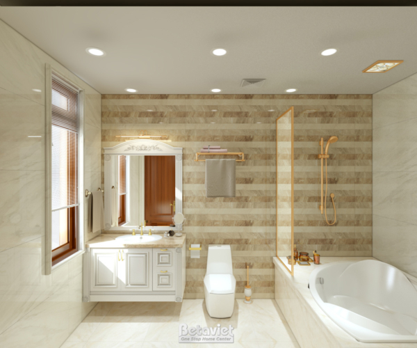 Thiết kế nội thất phòng tắm biệt thự tân cổ điển NT19064