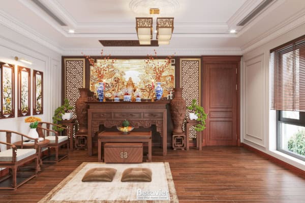 Thiết kế nội thất phòng thờ biệt thự tân cổ điển NT22108