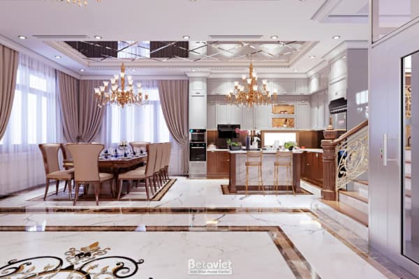 Mẫu thiết kế phòng ăn tân cổ điển biệt thự NT22098