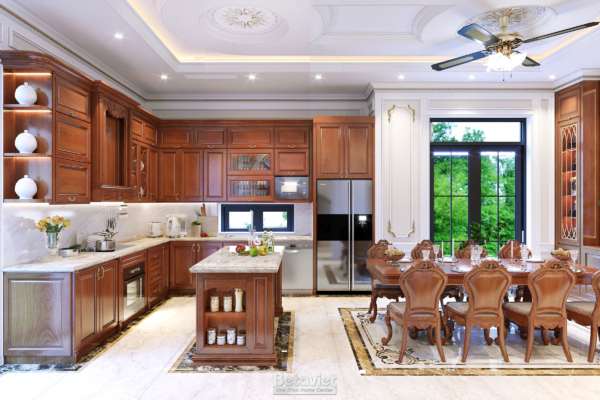 Thiết kế phòng bếp tân cổ điển biệt thự NT22005