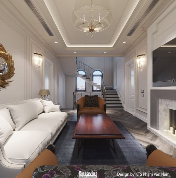 Thiết kế phòng làm việc biệt thự tân cổ điển KĐT Vinhomes Cầu Rào NT24407